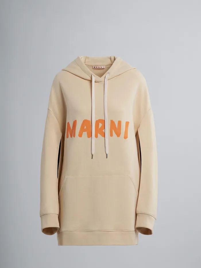 Marni Logo Print Bio Cotton Sweatshirt Ivory Womens Sweatshirts and TShirts