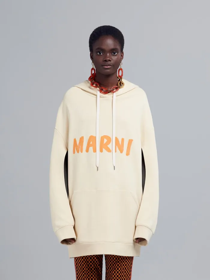 Marni Logo Print Bio Cotton Sweatshirt Ivory Womens Sweatshirts and TShirts Marni Logo Print Bio Cotton Sweatshirt Ivory Womens Sweatshirts and TShirts