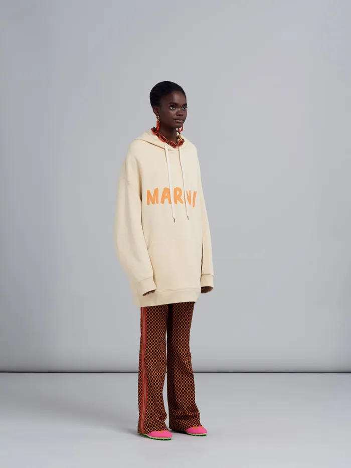 Marni Logo Print Bio Cotton Sweatshirt Ivory Womens Sweatshirts and TShirts Marni Logo Print Bio Cotton Sweatshirt Ivory Womens Sweatshirts and TShirts
