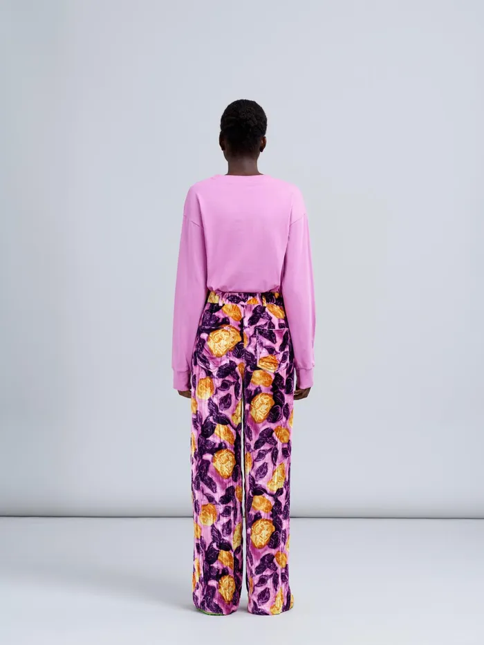 Marni Morning Blossom Velvet Print Trousers Crocus Womens Pants Marni Morning Blossom Velvet Print Trousers Crocus Womens Pants