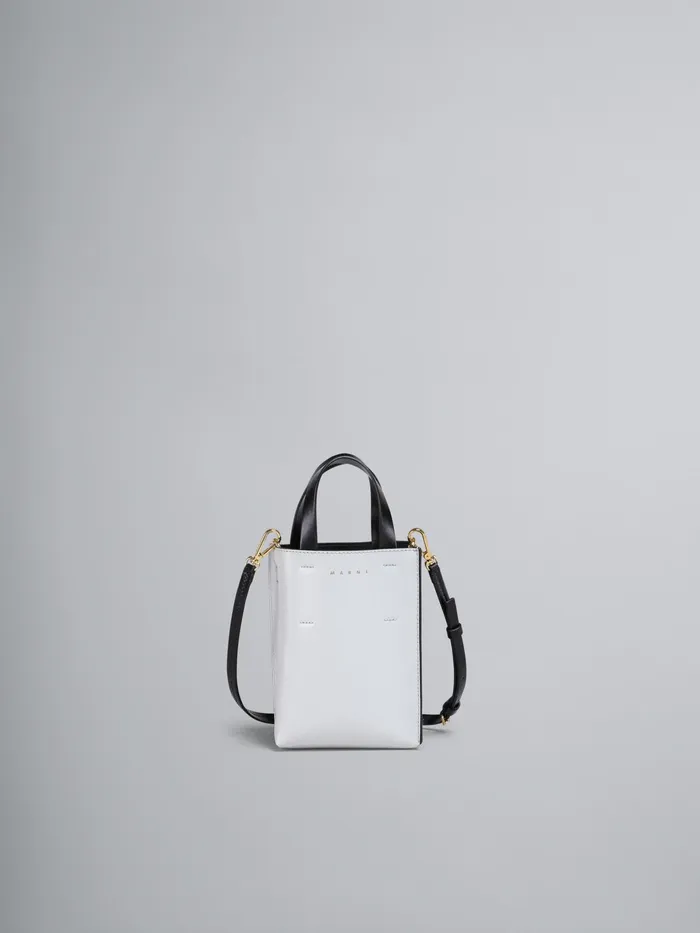 Marni Museo Nano Bag In White And Black Leather Stone Womens Shopping Bags
