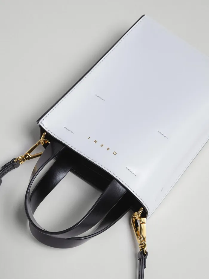 Marni Museo Nano Bag In White And Black Leather Stone Womens Shopping Bags Marni Museo Nano Bag In White And Black Leather Stone Womens Shopping Bags