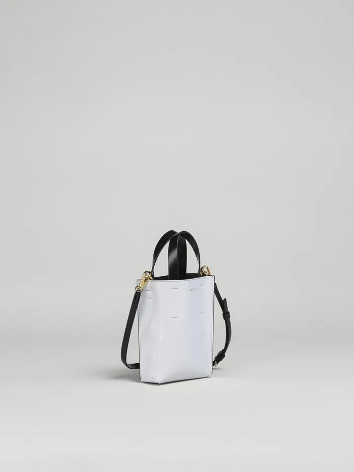 Marni Museo Nano Bag In White And Black Leather Stone Womens Shopping Bags Marni Museo Nano Bag In White And Black Leather Stone Womens Shopping Bags