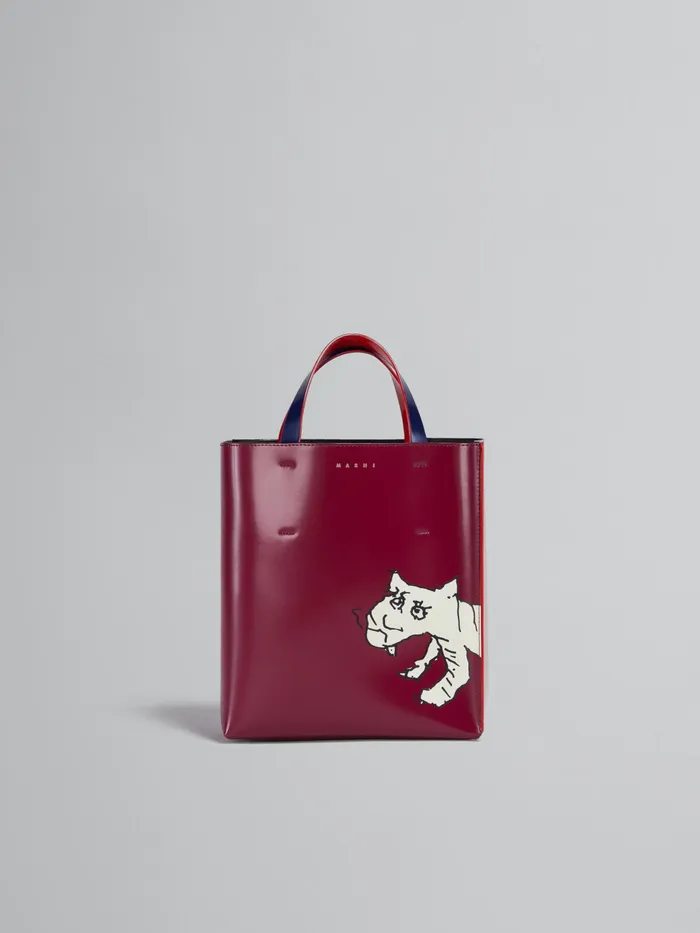 Marni Museo Small Bag In Tiger Print Leather Deep Red Womens Shopping Bags