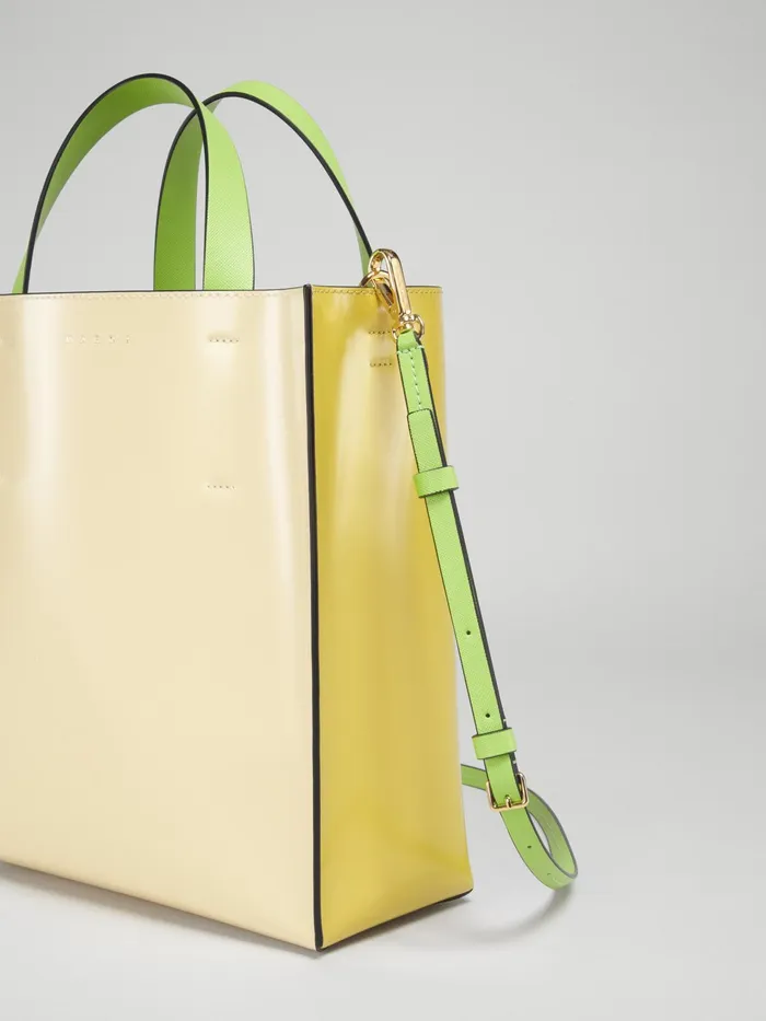 Marni Museo Small Bag In Yellow Saffiano Leather Vanilla Womens Shopping Bags Marni Museo Small Bag In Yellow Saffiano Leather Vanilla Womens Shopping Bags