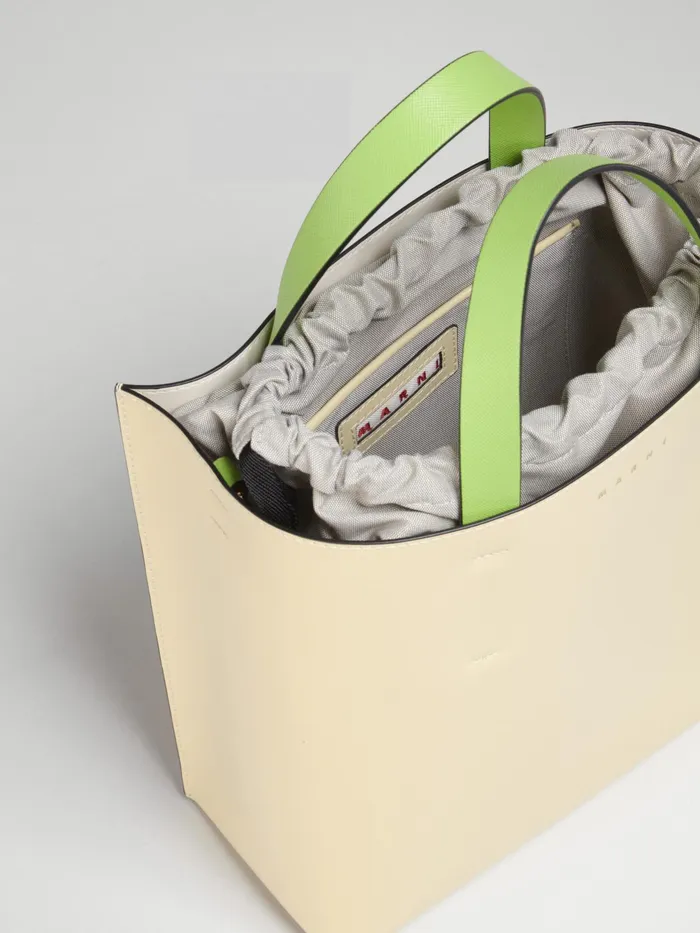 Marni Museo Small Bag In Yellow Saffiano Leather Vanilla Womens Shopping Bags Marni Museo Small Bag In Yellow Saffiano Leather Vanilla Womens Shopping Bags