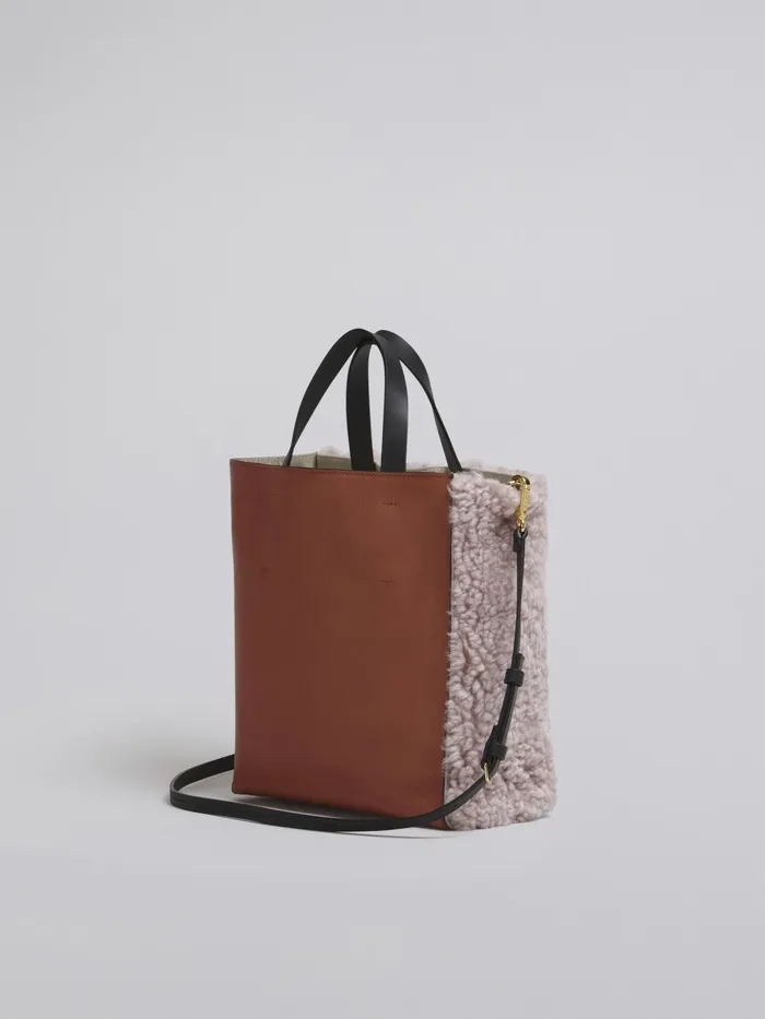 Marni Museo Soft Small Bag In Pnk Shearling Quartz Womens Shopping Bags Marni Museo Soft Small Bag In Pnk Shearling Quartz Womens Shopping Bags