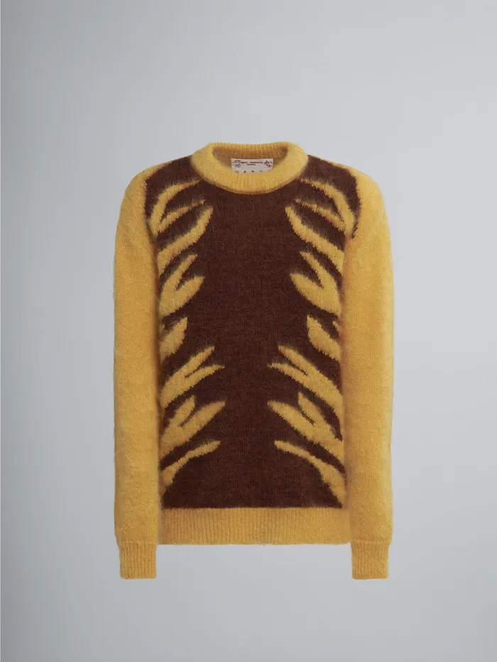 Marni Naif Tiger Inlay Sweater Maize Mens Knitwear