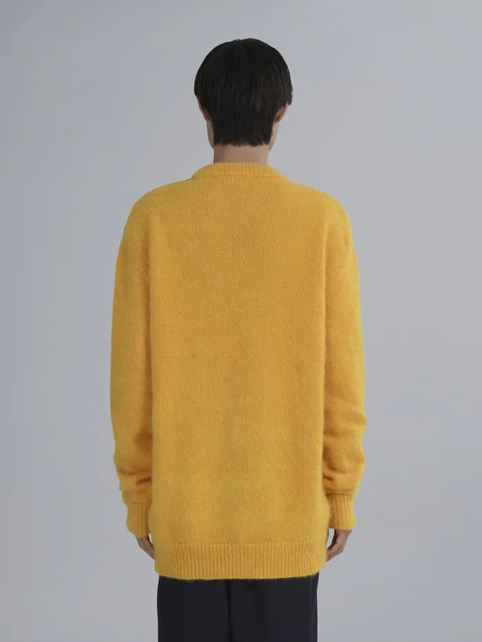Marni Naif Tiger Inlay Sweater Maize Mens Knitwear Marni Naif Tiger Inlay Sweater Maize Mens Knitwear