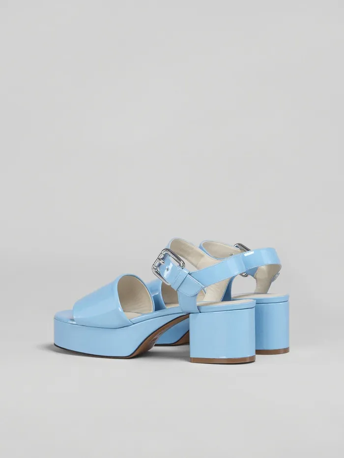 Marni Pale Blue Patent Leather Sandal Celeste Womens Sandals and Wedges Marni Pale Blue Patent Leather Sandal Celeste Womens Sandals and Wedges
