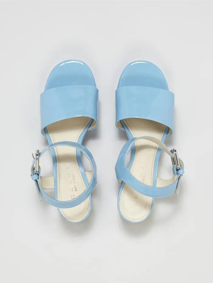 Marni Pale Blue Patent Leather Sandal Celeste Womens Sandals and Wedges Marni Pale Blue Patent Leather Sandal Celeste Womens Sandals and Wedges