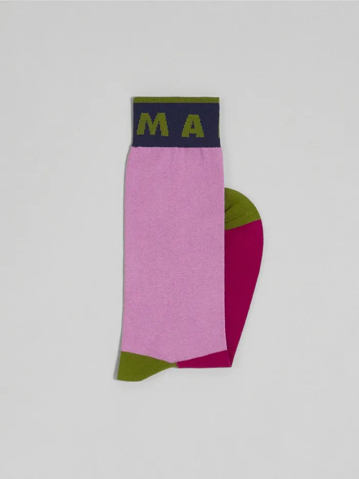 Marni Pink Fuchsia And Green Cotton And Nylon Sock Camelia Womens Socks Marni Pink Fuchsia And Green Cotton And Nylon Sock Camelia Womens Socks