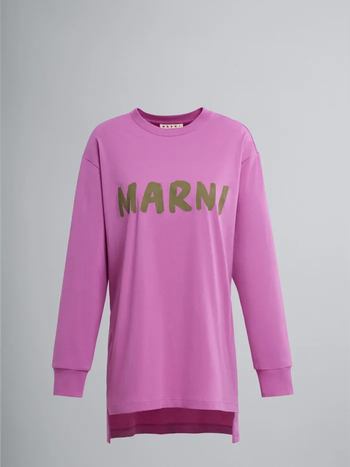 Marni Pink Logo Print Organic Jersey Tshirt Crocus Womens Sweatshirts and TShirts