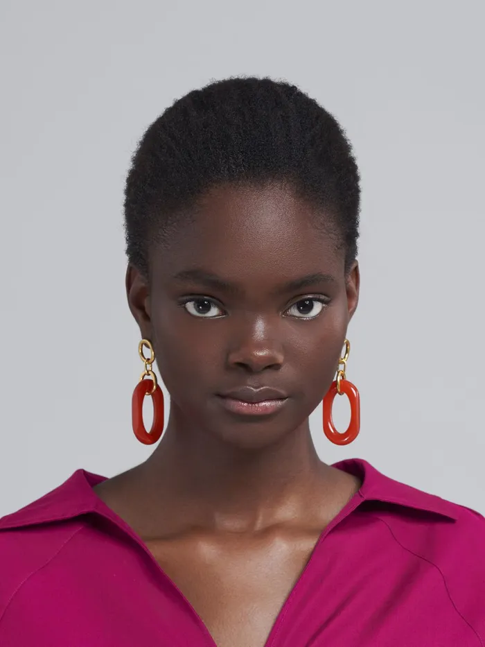 Marni Resin And Metal Vertigo Earrings Orange Womens Earrings Marni Resin And Metal Vertigo Earrings Orange Womens Earrings