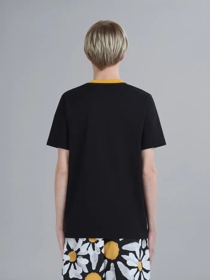 Marni Stripe Logo Print Black Bio Jersey Tshirt Gold Mens Sweatshirts and Tshirts Marni Stripe Logo Print Black Bio Jersey Tshirt Gold Mens Sweatshirts and Tshirts
