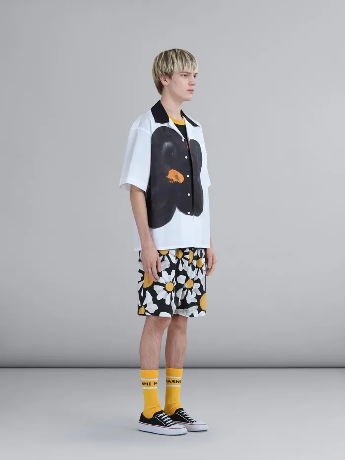 Marni Stripe Logo Print Black Bio Jersey Tshirt Gold Mens Sweatshirts and Tshirts Marni Stripe Logo Print Black Bio Jersey Tshirt Gold Mens Sweatshirts and Tshirts