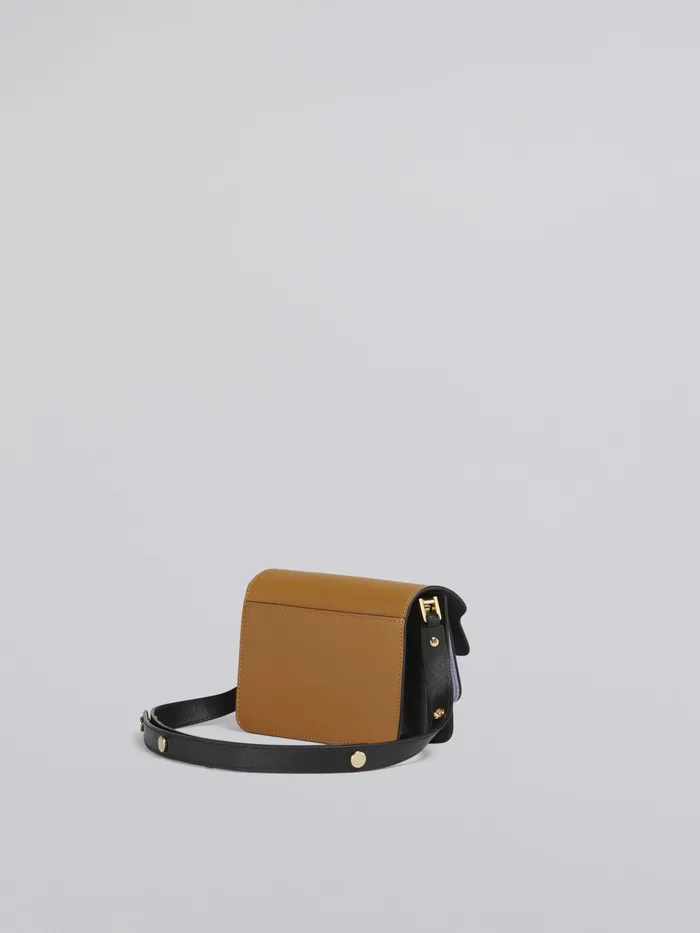 Marni Trunk Mini Bag In Brown Lilac And Black Saffiano Leather Dijon Womens Crossbody Bags Marni Trunk Mini Bag In Brown Lilac And Black Saffiano Leather Dijon Womens Crossbody Bags