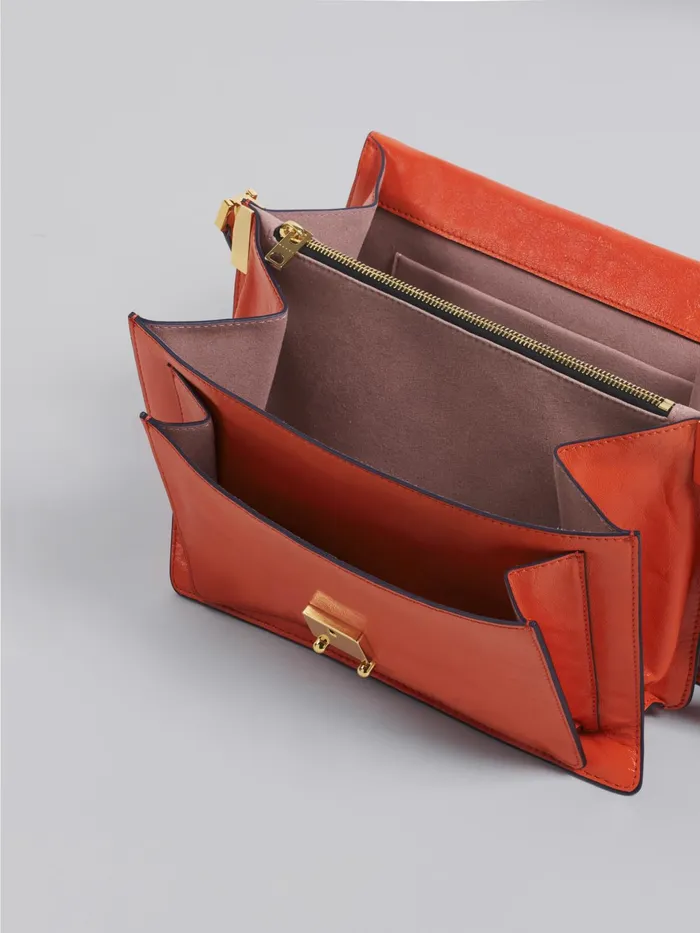 Marni Trunk Soft Large Bag In Orange Leather Tulip Womens Crossbody Bags Marni Trunk Soft Large Bag In Orange Leather Tulip Womens Crossbody Bags