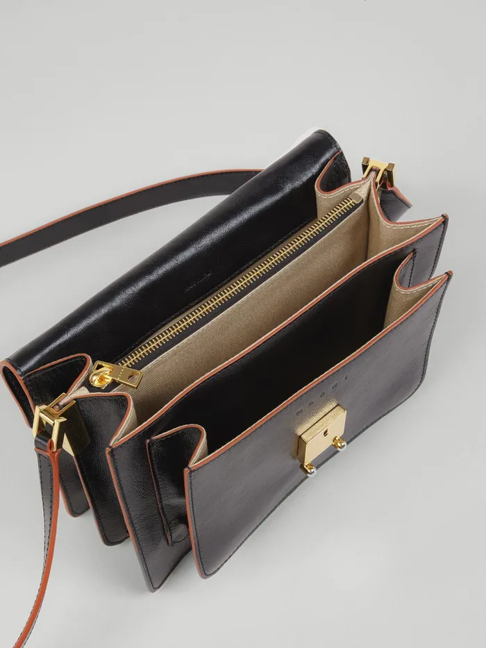 Marni Trunk Soft Medium Bag In Leather Black Womens Crossbody Bags Marni Trunk Soft Medium Bag In Leather Black Womens Crossbody Bags