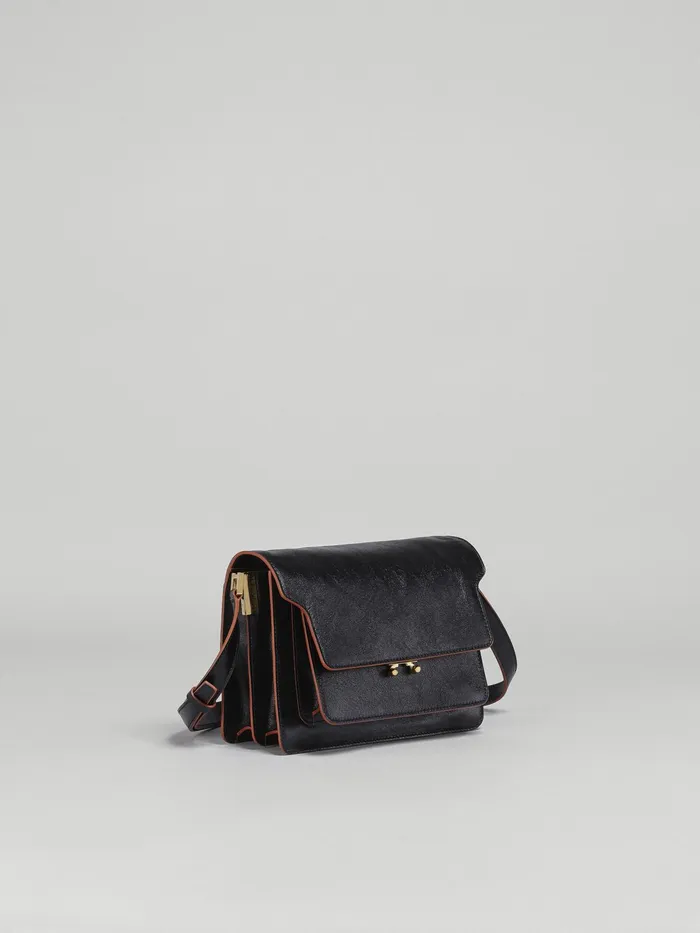 Marni Trunk Soft Medium Bag In Leather Black Womens Crossbody Bags Marni Trunk Soft Medium Bag In Leather Black Womens Crossbody Bags
