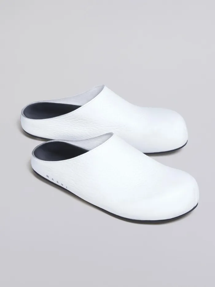 Marni White Leather Fussbett Sabot Lily White Womens Flats Marni White Leather Fussbett Sabot Lily White Womens Flats