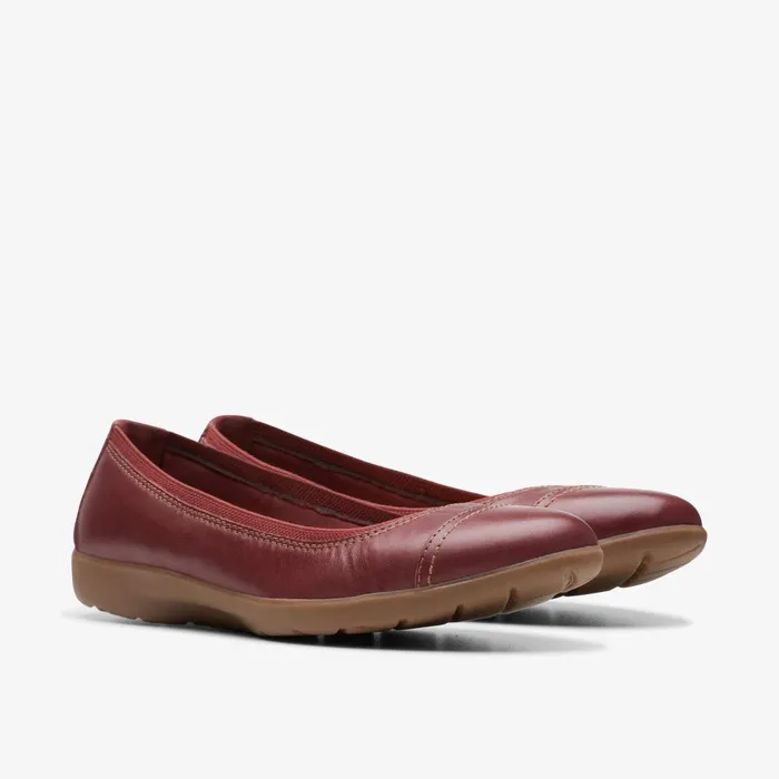 Meadow Opal Chestnut Leather Women Clarks Flats