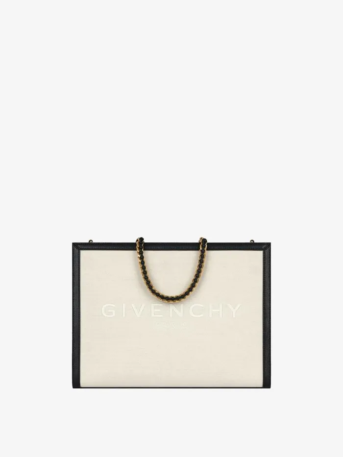 Medium GTote Shopping Bag In Canvas And Leather Natural Beige Women Givenchy Tote Bags Medium GTote Shopping Bag In Canvas And Leather Natural Beige Women Givenchy Tote Bags