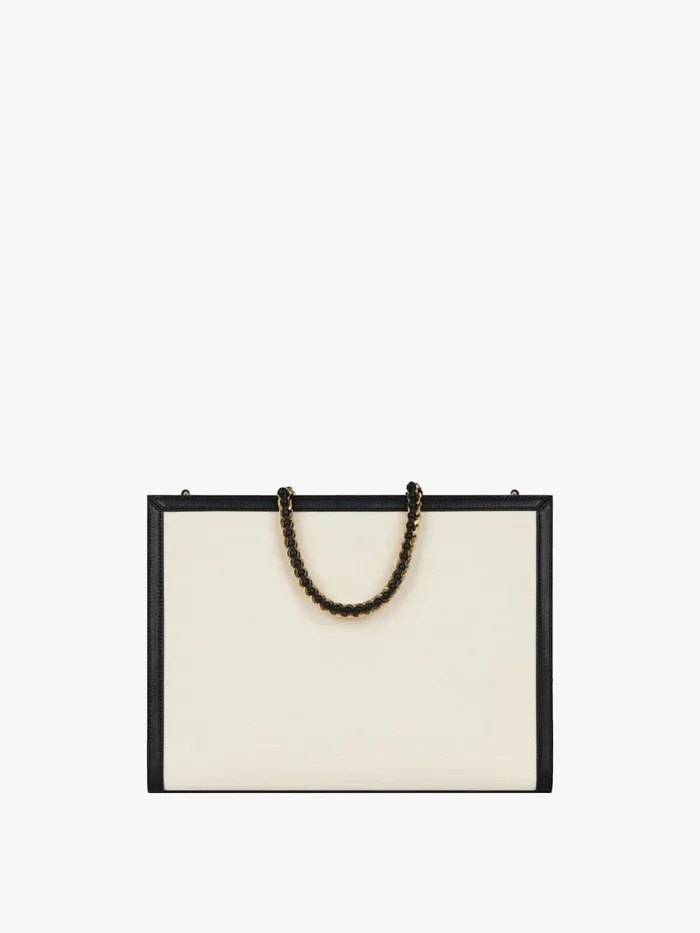Medium GTote Shopping Bag In Canvas And Leather Natural Beige Women Givenchy Tote Bags