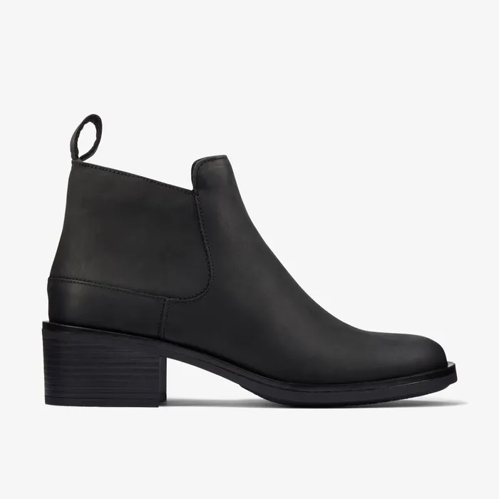 Memi Zip Black Leather Women Clarks Boots and Booties