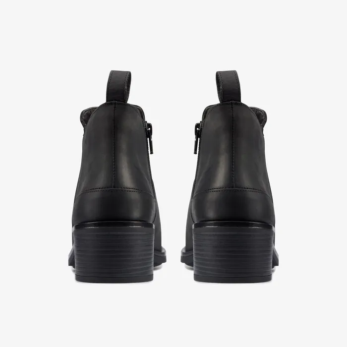 Memi Zip Black Leather Women Clarks Boots and Booties
