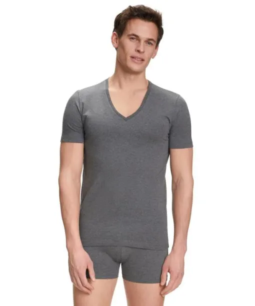 Men 2Pack Men TShirt Vneck Daily Comfort Dark Grey FALKE Shirts