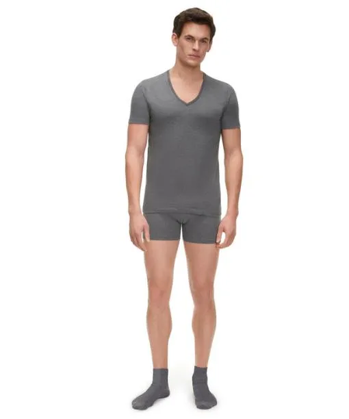 Men 2Pack Men TShirt Vneck Daily Comfort Dark Grey FALKE Shirts