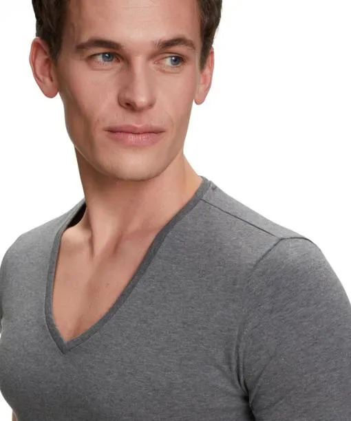 Men 2Pack Men TShirt Vneck Daily Comfort Dark Grey FALKE Shirts