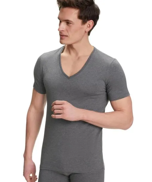 Men 2Pack Men TShirt Vneck Daily Comfort Dark Grey FALKE Shirts