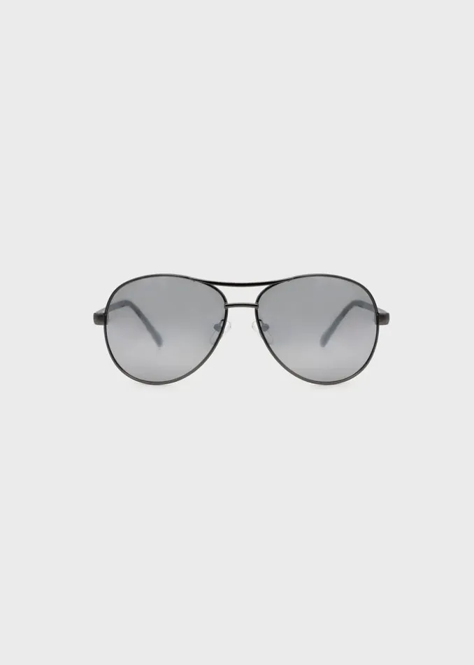 Men Aviator Sunglasses With Light Silver Flash Lens Gunmetal Buffalo David Bitton Sunglasses