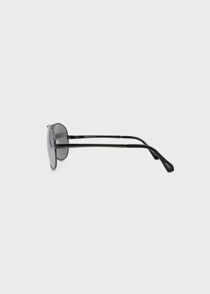 Men Aviator Sunglasses With Light Silver Flash Lens Gunmetal Buffalo David Bitton Sunglasses