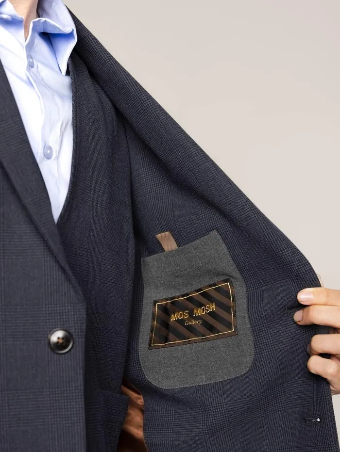 Men Blazers MOS MOSH MMGMelvin Moon Blazer Navy Check