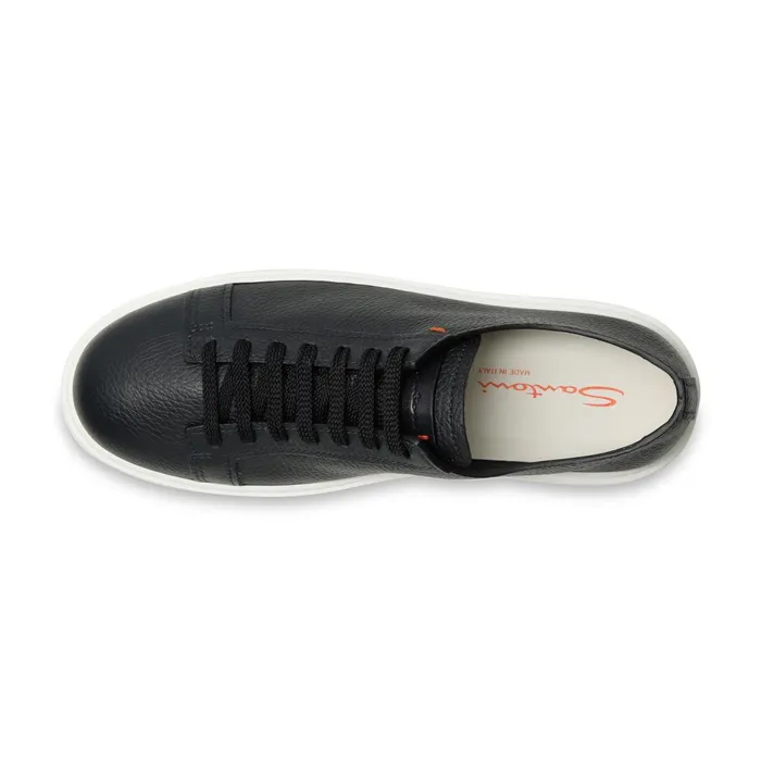 Men Blue Tumbled Leather Sneaker Santoni Sneakers