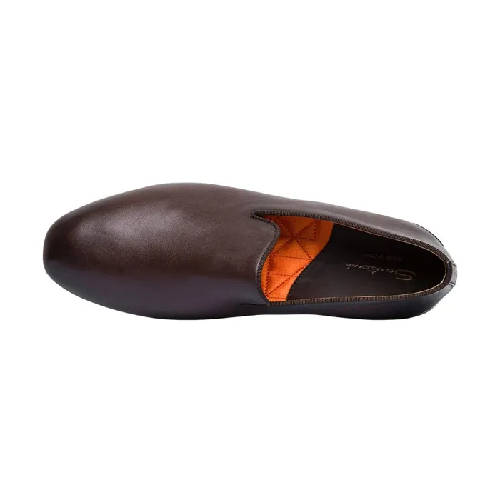 Men Brown Leather Slipper Santoni Slippers