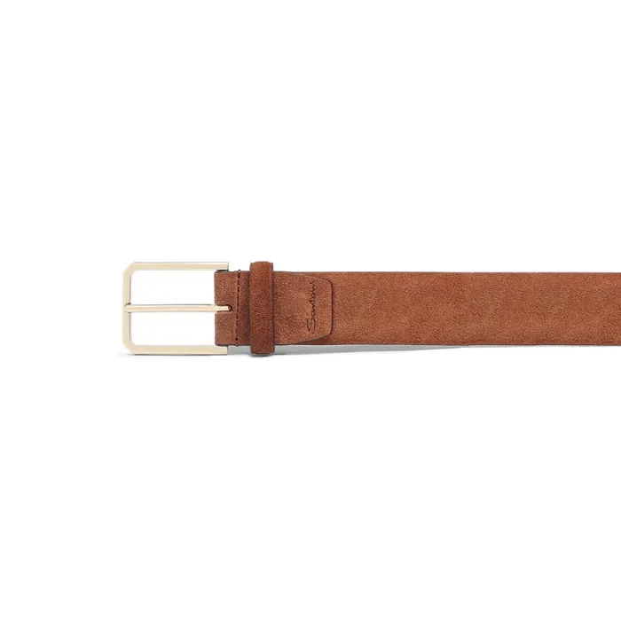 Men Brown Suede Adjustable Belt Santoni Belts