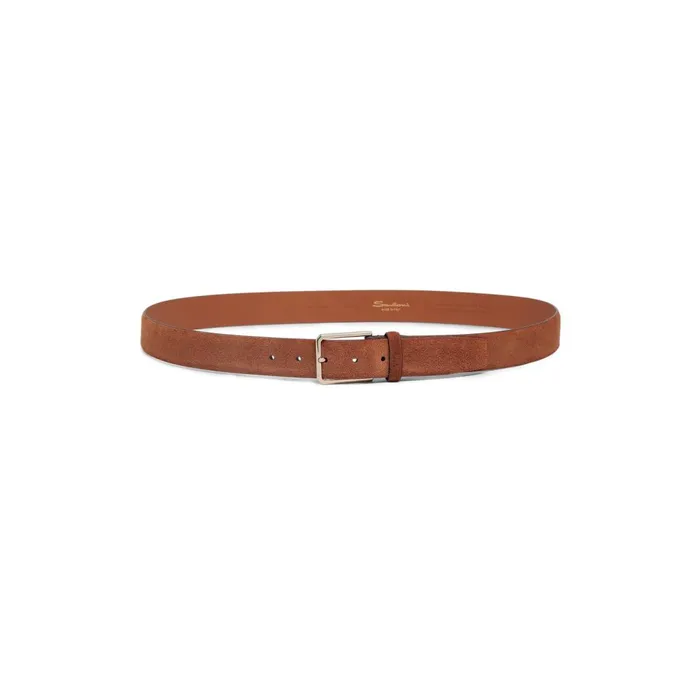 Men Brown Suede Adjustable Belt Santoni Belts