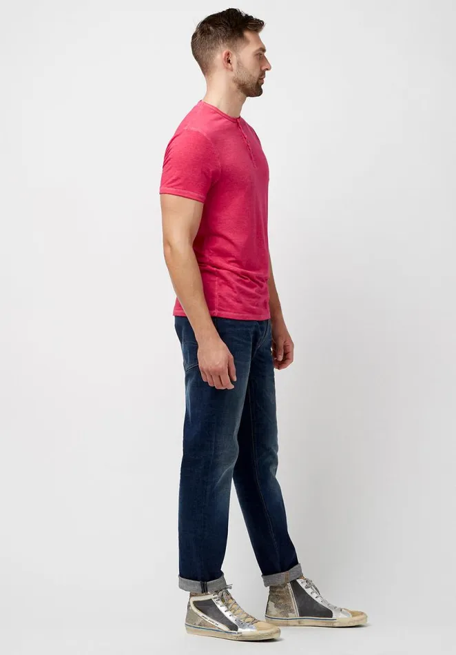 Men Buttoned Henley Fushia Kasum TShirt Fuchsia Buffalo David Bitton Tops and Tees