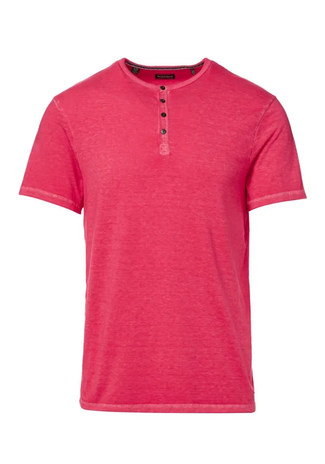 Men Buttoned Henley Fushia Kasum TShirt Fuchsia Buffalo David Bitton Tops and Tees