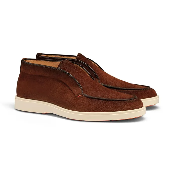 Men Dark Brown Suede Desert Boot Santoni Boots