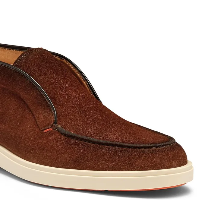 Men Dark Brown Suede Desert Boot Santoni Boots