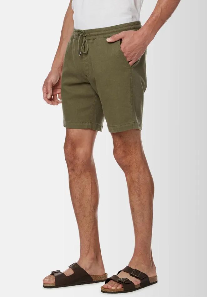 Men Higgers Cotton Twill Blend Army Green Shorts Army Green Buffalo David Bitton Shorts