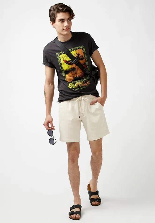 Men Higgers Cotton Twill Blend Army Green Shorts Army Green Buffalo David Bitton Shorts