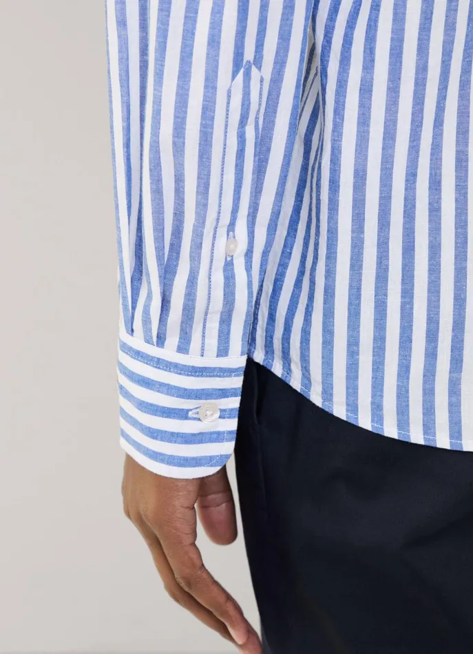 Men Iconic Shirts Faonnable Regular Fit Striped Shirt Dark Denim Blue