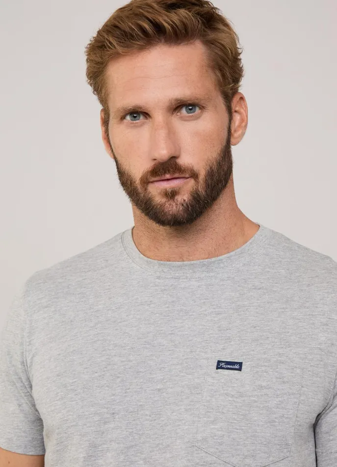 Men Iconique Capsule Faonnable Regular Fit Front Pocket TShirt Light Grey Marl