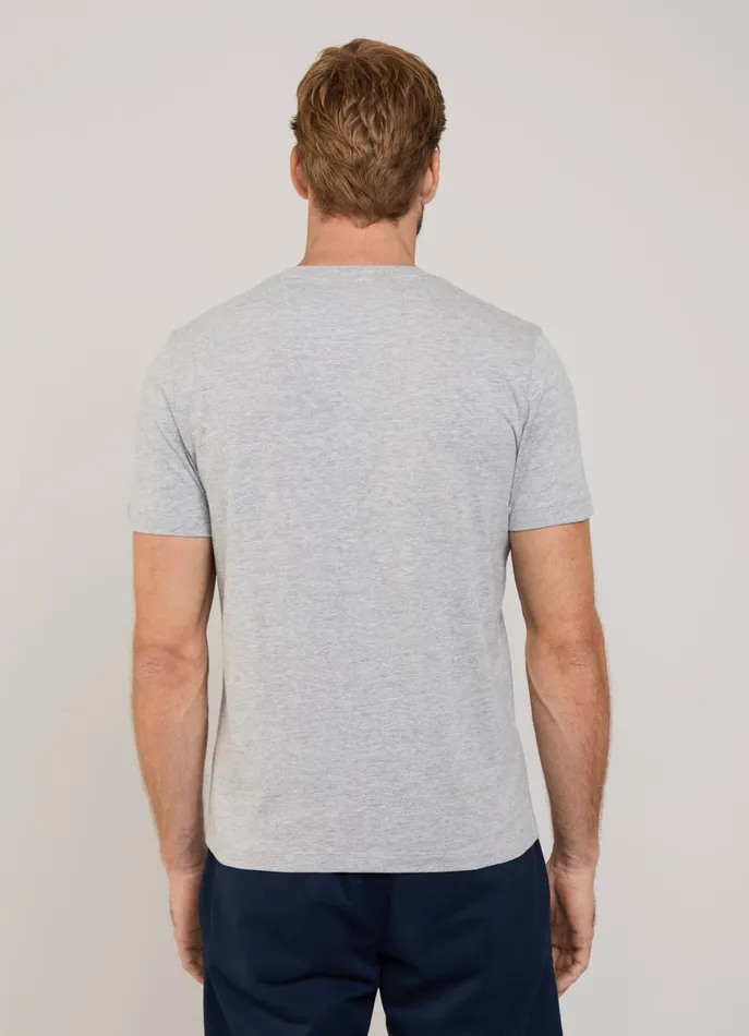 Men Iconique Capsule Faonnable Regular Fit Front Pocket TShirt Light Grey Marl
